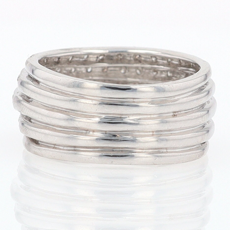 Wide 5 Row Diamond Cigar Band Anniversary Ring