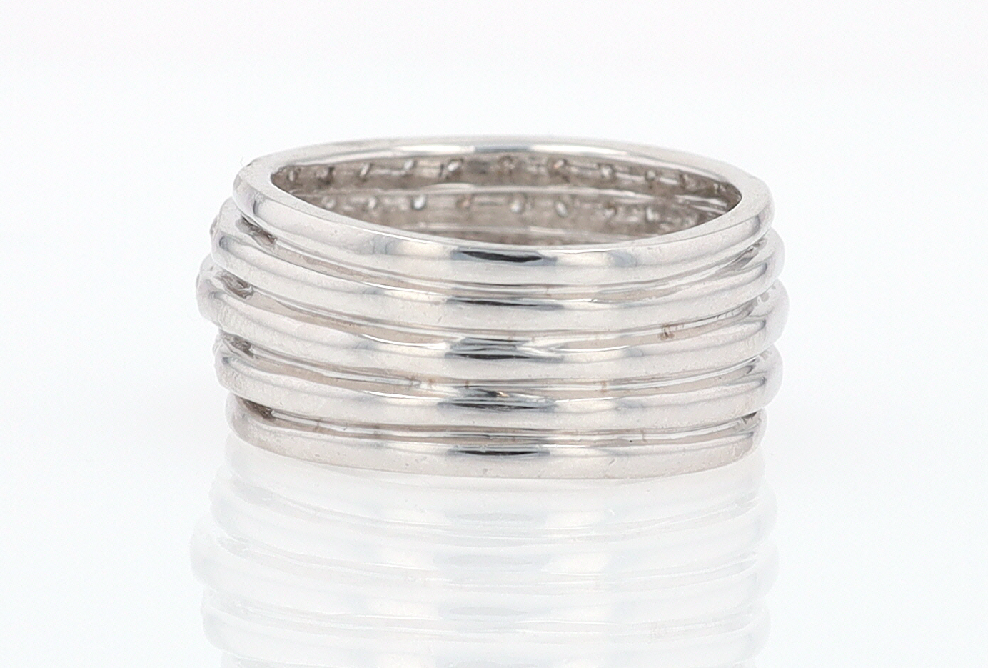 Wide 5 Row Diamond Cigar Band Anniversary Ring