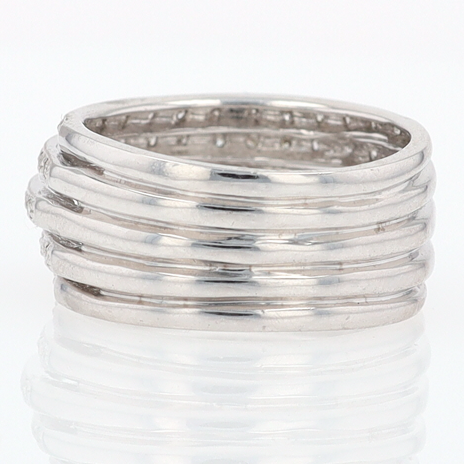 Wide 5 Row Diamond Cigar Band Anniversary Ring