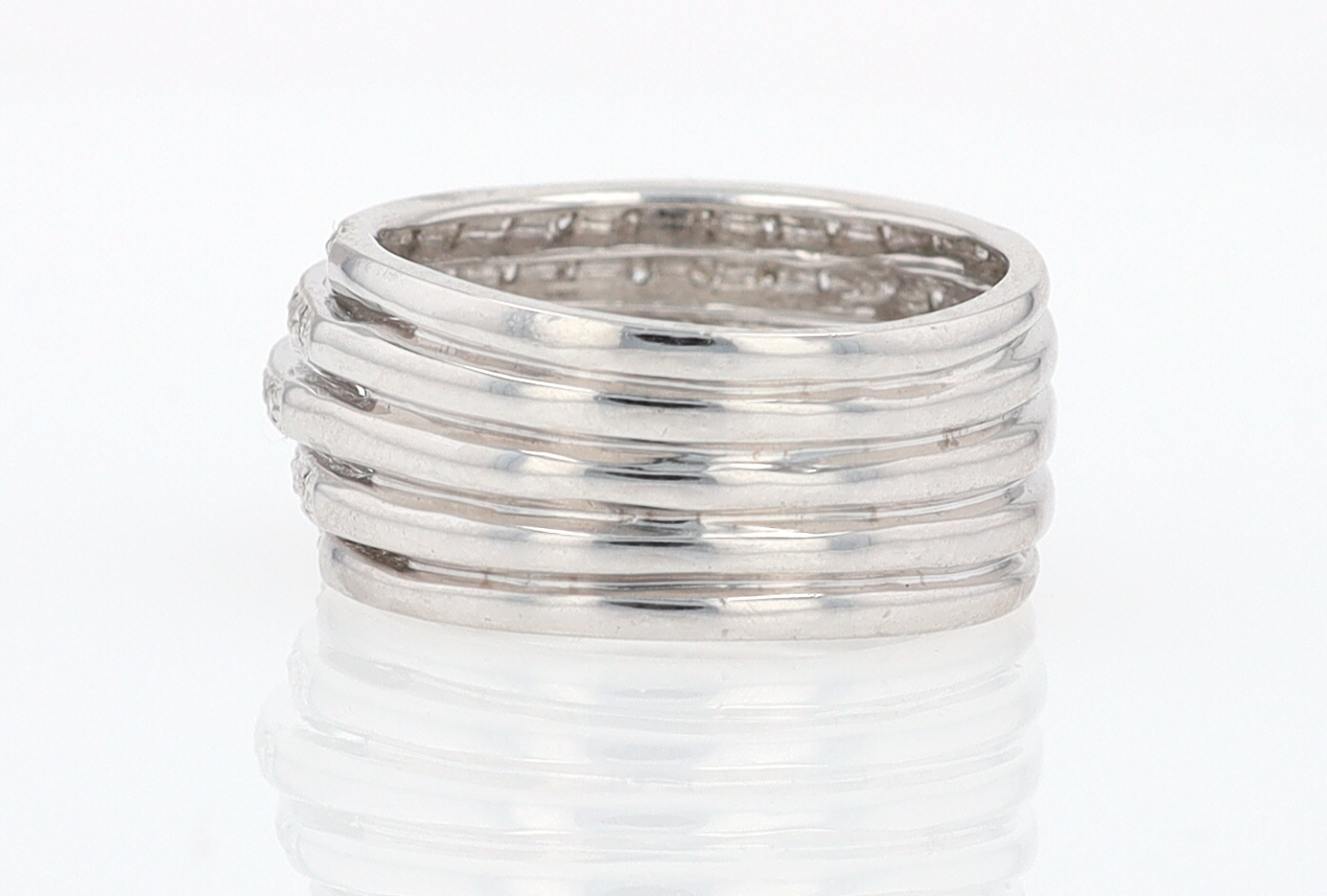 Wide 5 Row Diamond Cigar Band Anniversary Ring