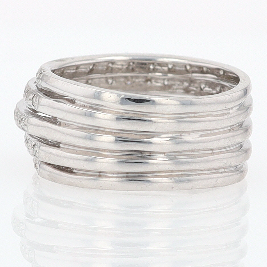 Wide 5 Row Diamond Cigar Band Anniversary Ring