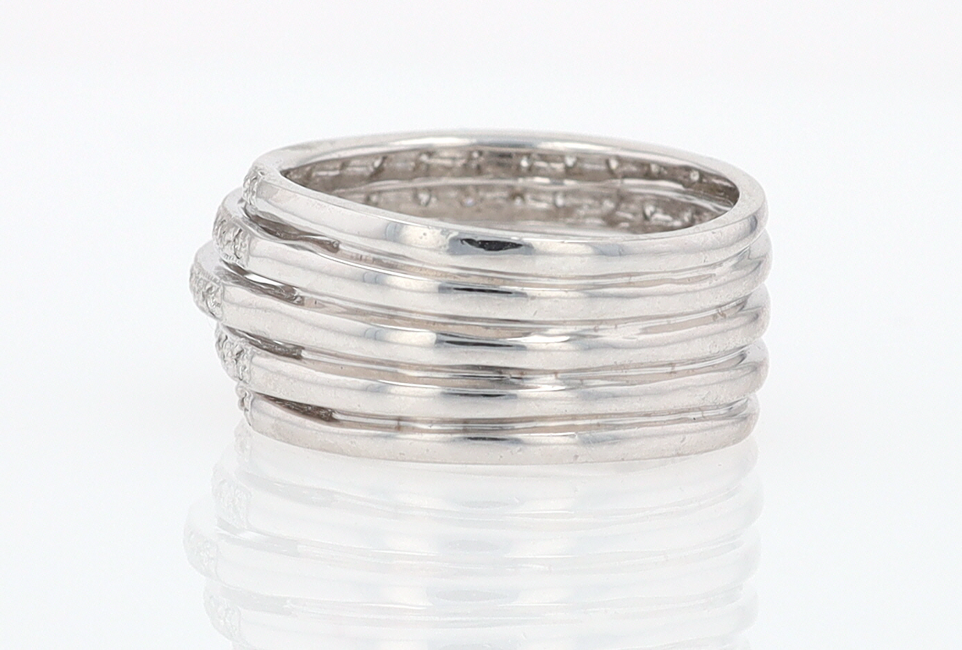 Wide 5 Row Diamond Cigar Band Anniversary Ring