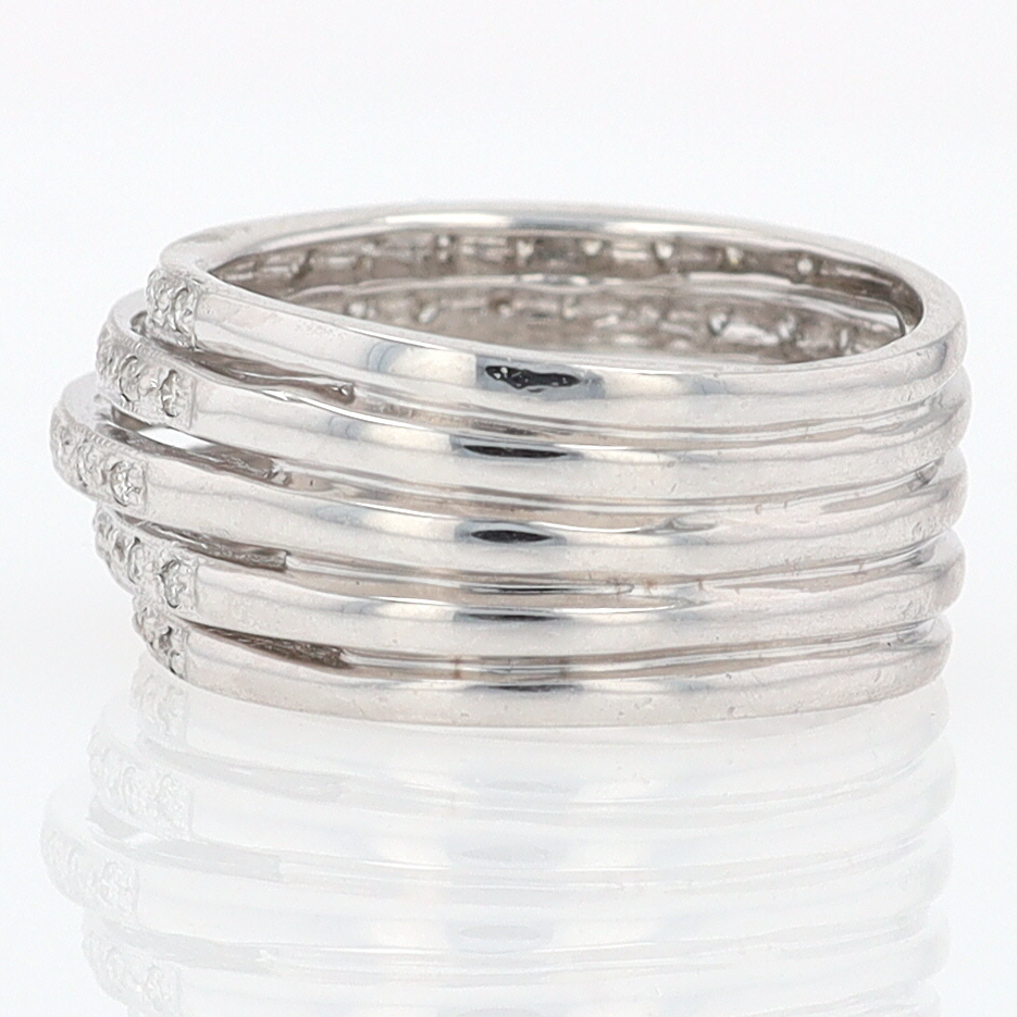 Wide 5 Row Diamond Cigar Band Anniversary Ring