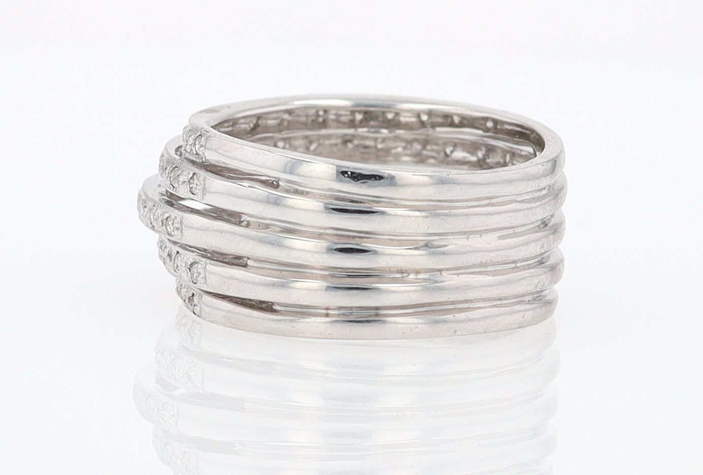 Wide 5 Row Diamond Cigar Band Anniversary Ring