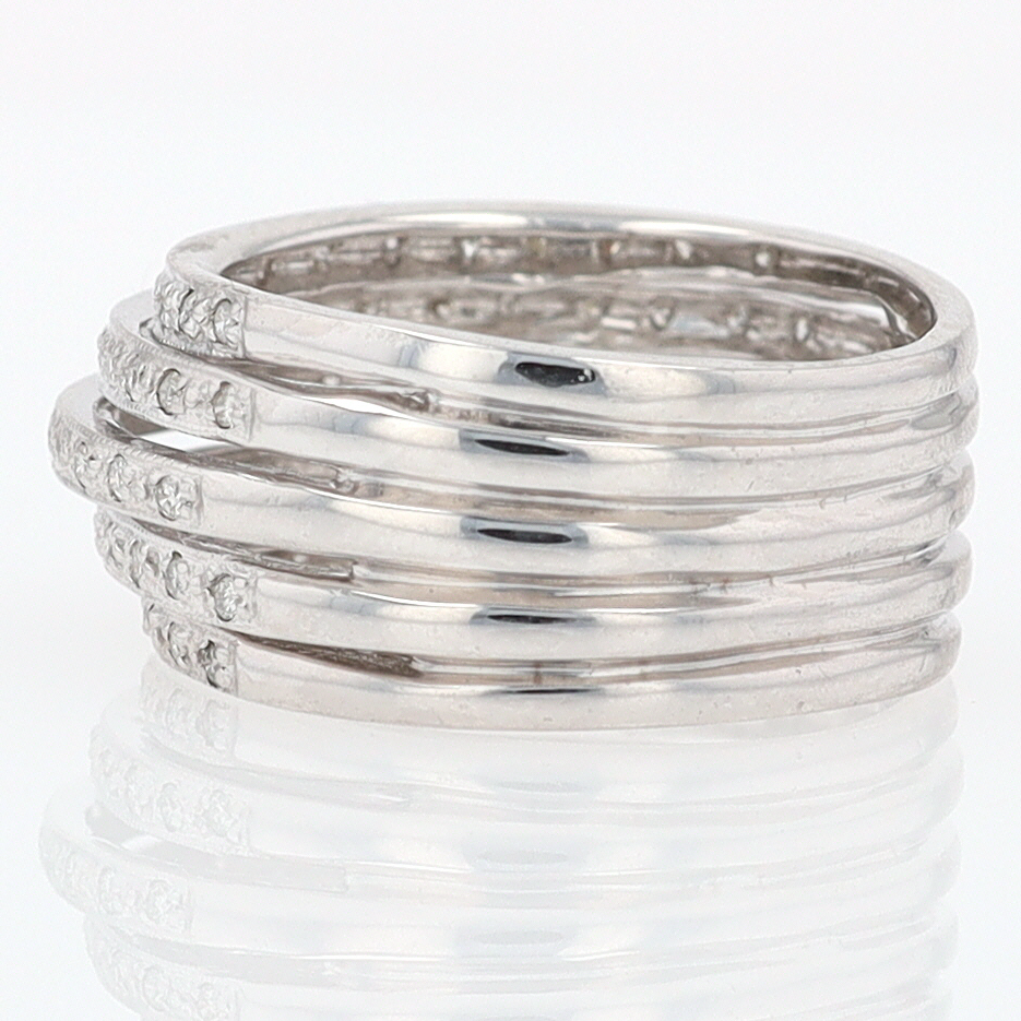 Wide 5 Row Diamond Cigar Band Anniversary Ring