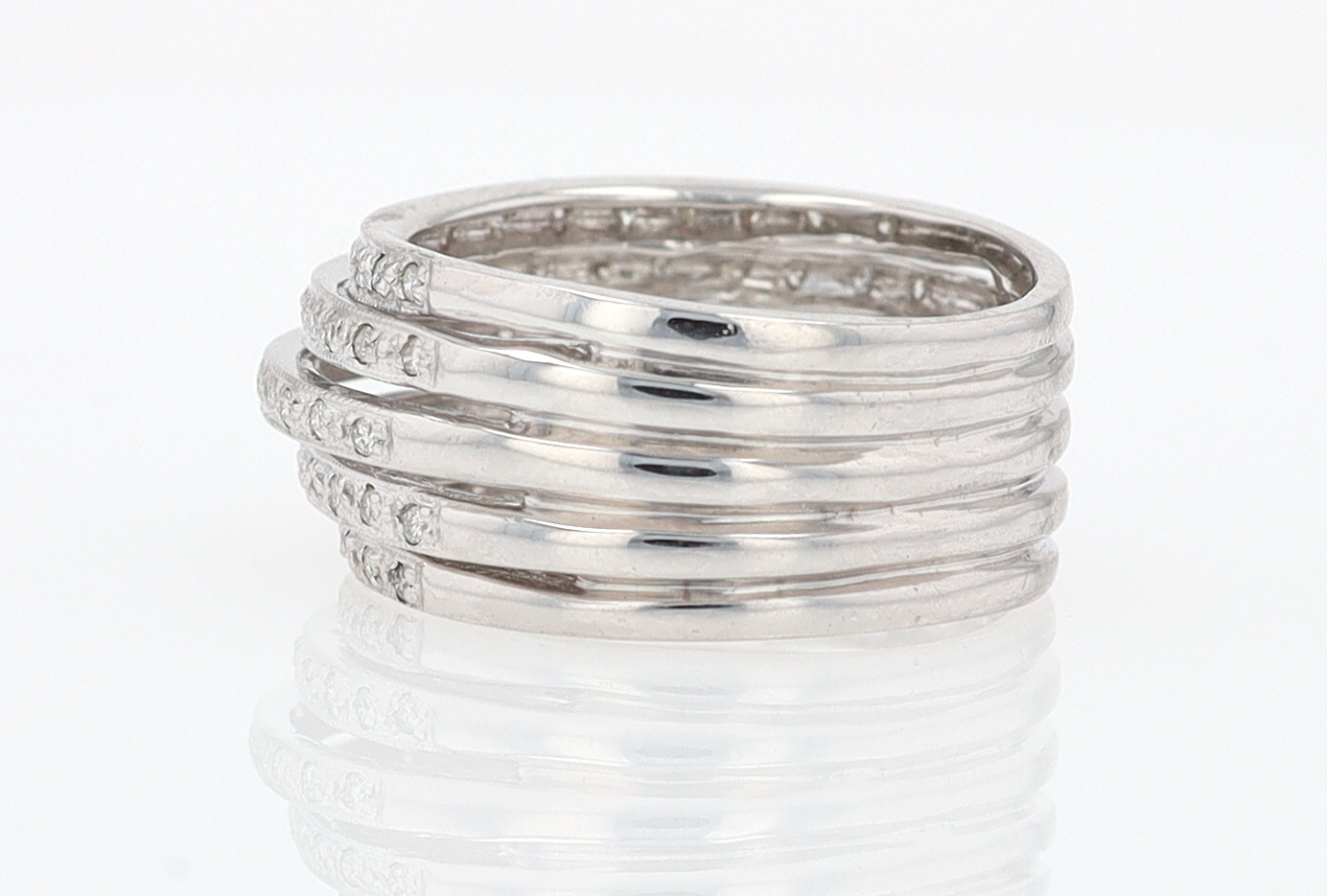 Wide 5 Row Diamond Cigar Band Anniversary Ring