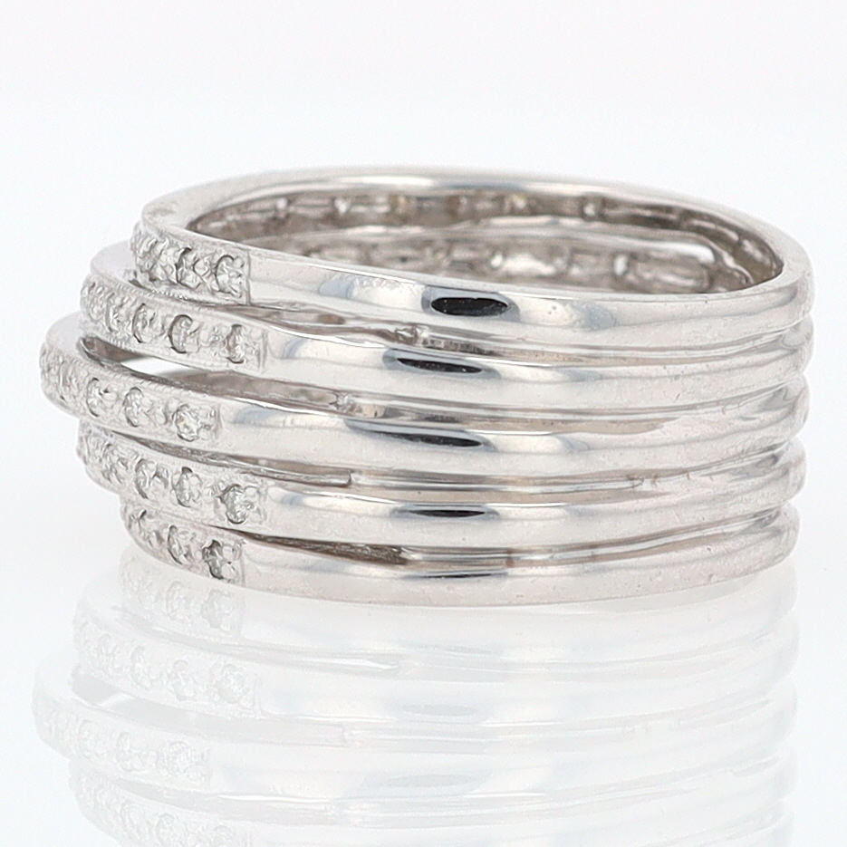 Wide 5 Row Diamond Cigar Band Anniversary Ring