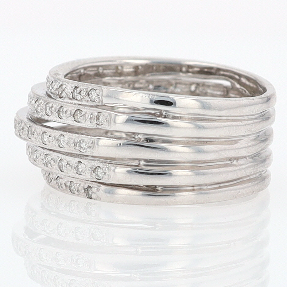 Wide 5 Row Diamond Cigar Band Anniversary Ring