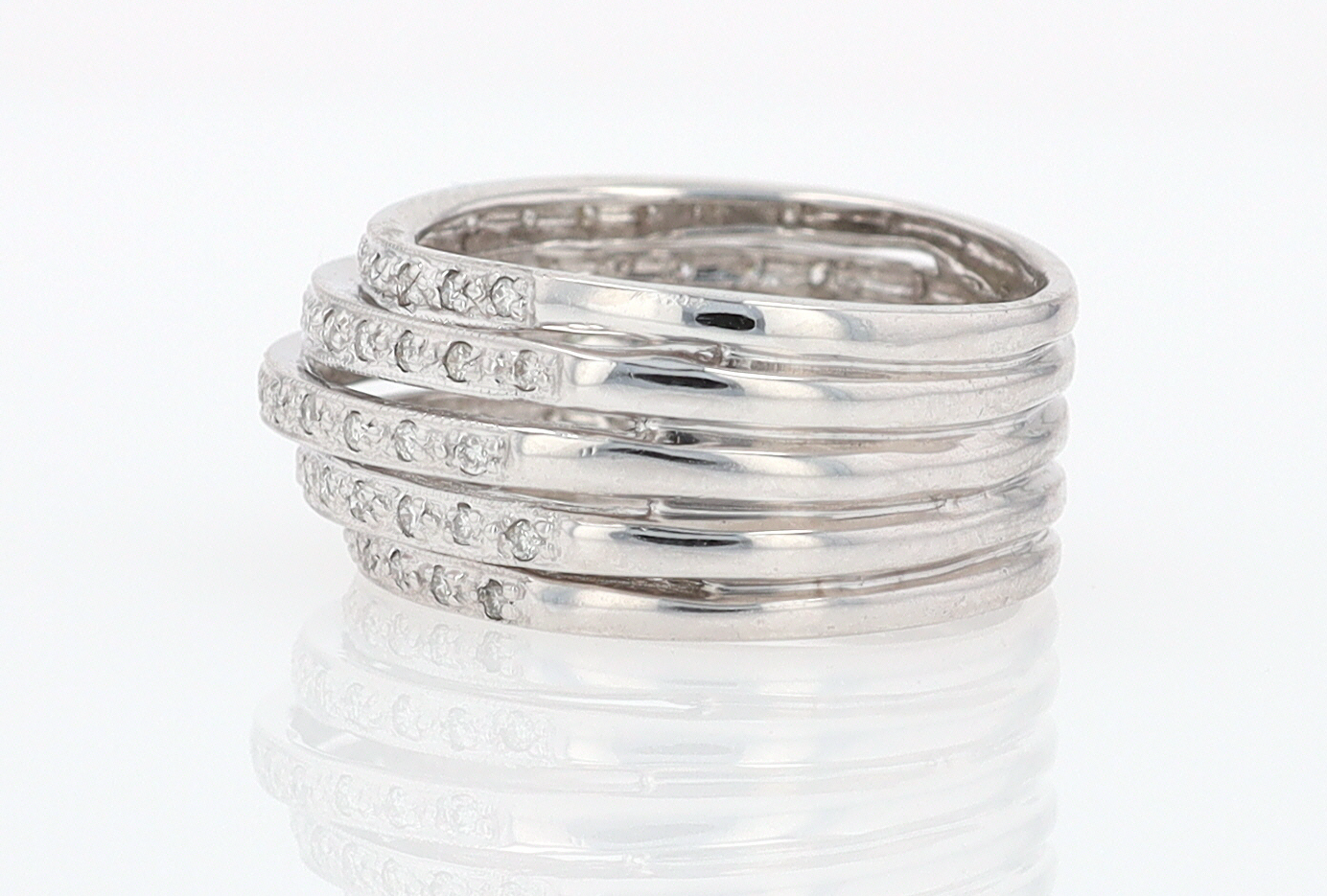 Wide 5 Row Diamond Cigar Band Anniversary Ring