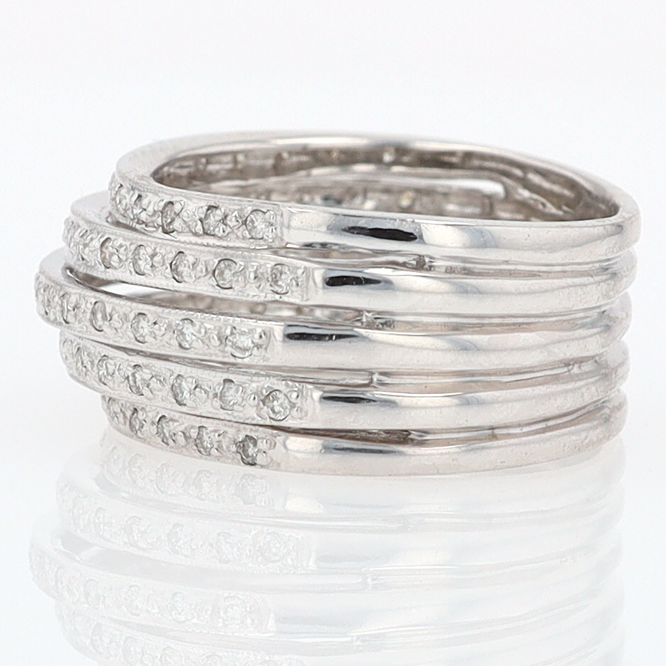 Wide 5 Row Diamond Cigar Band Anniversary Ring