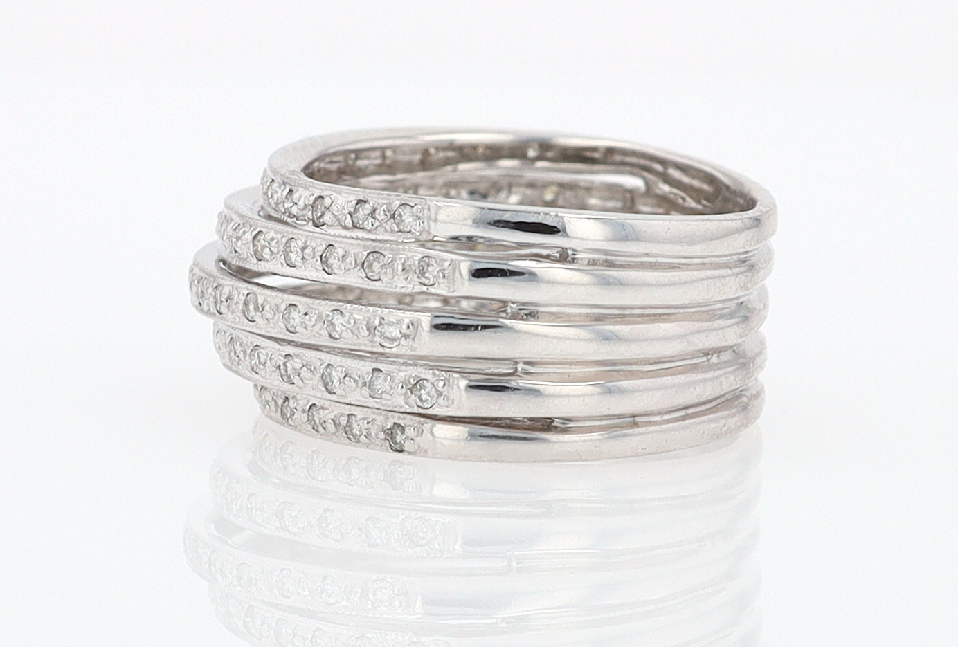 Wide 5 Row Diamond Cigar Band Anniversary Ring