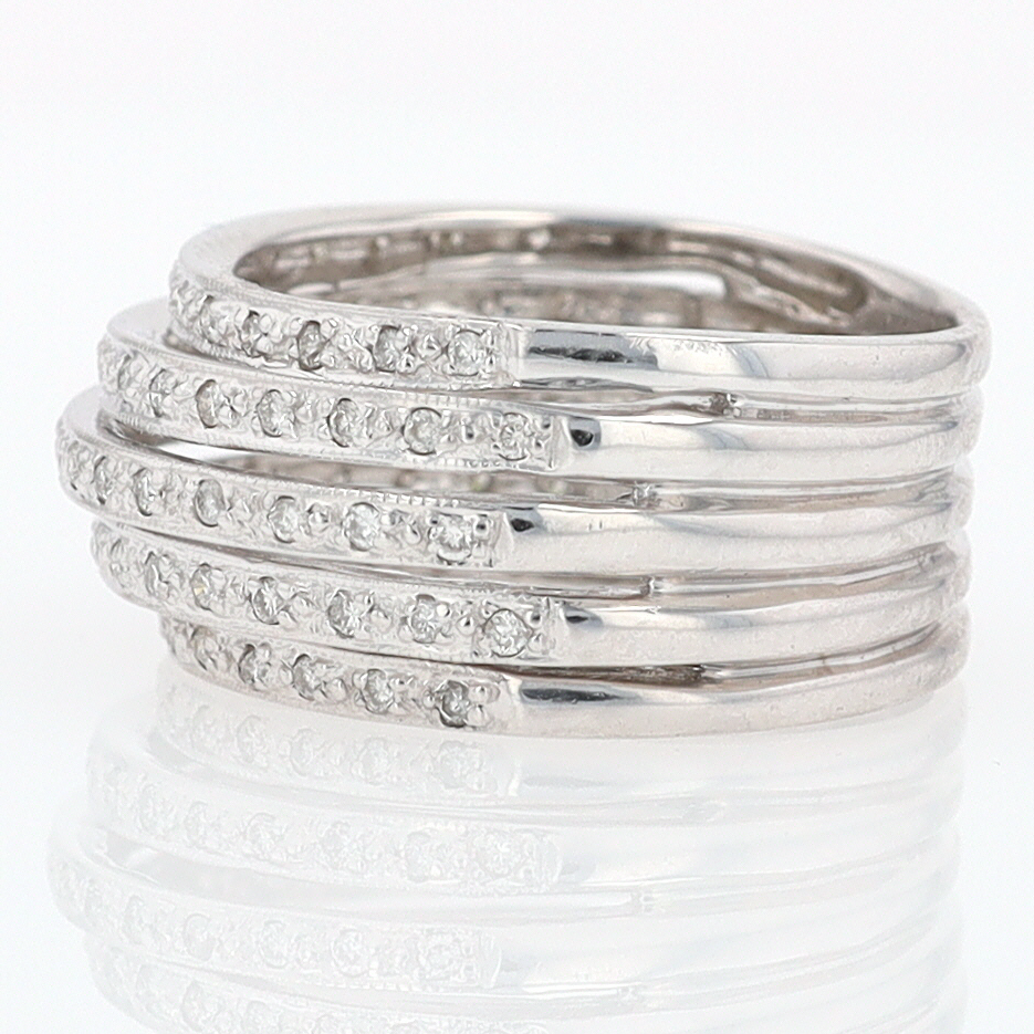 Wide 5 Row Diamond Cigar Band Anniversary Ring