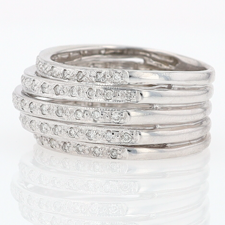 Wide 5 Row Diamond Cigar Band Anniversary Ring