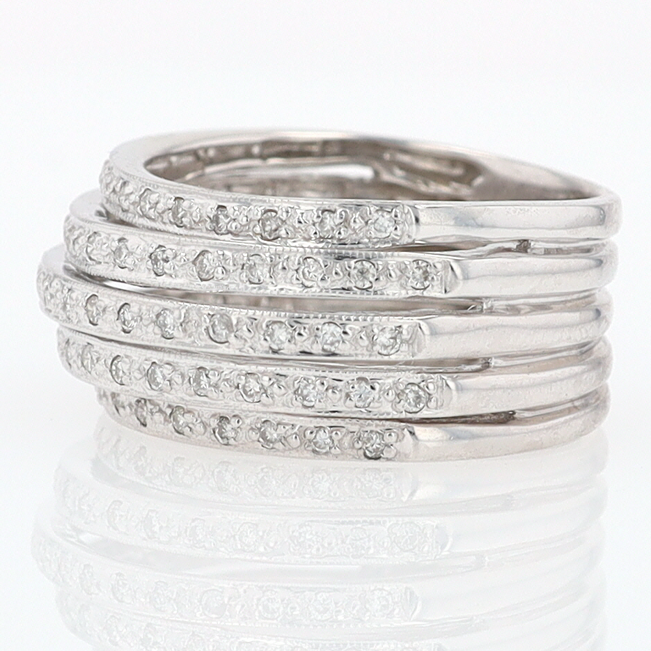 Wide 5 Row Diamond Cigar Band Anniversary Ring