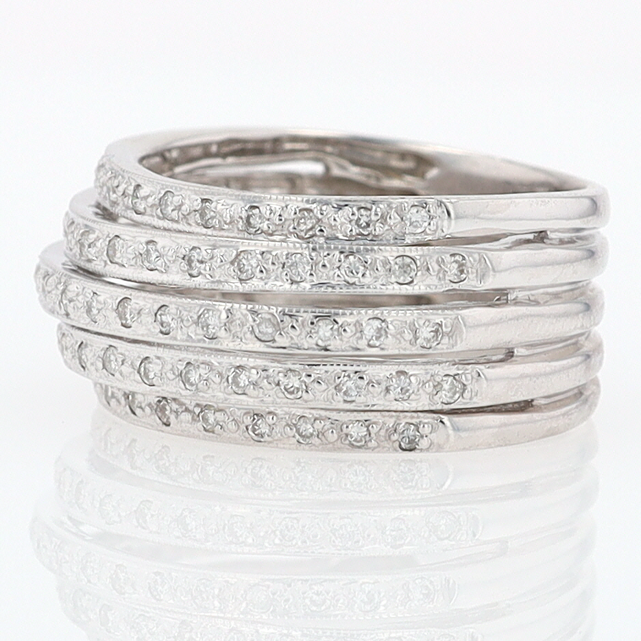 Wide 5 Row Diamond Cigar Band Anniversary Ring