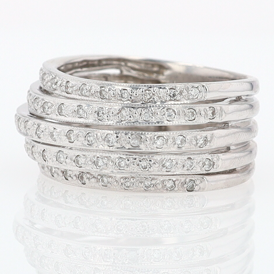 Wide 5 Row Diamond Cigar Band Anniversary Ring