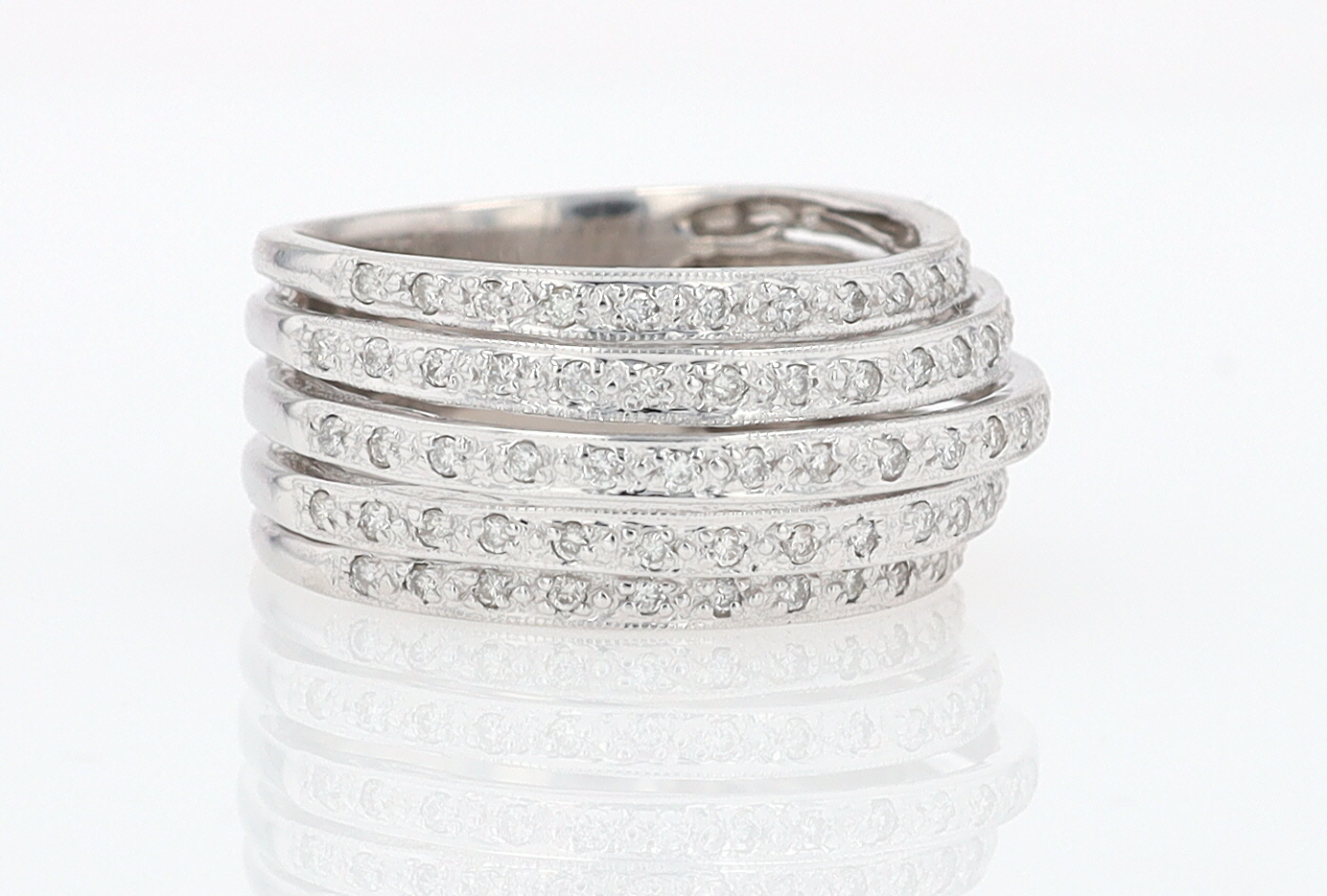 Wide 5 Row Diamond Cigar Band Anniversary Ring