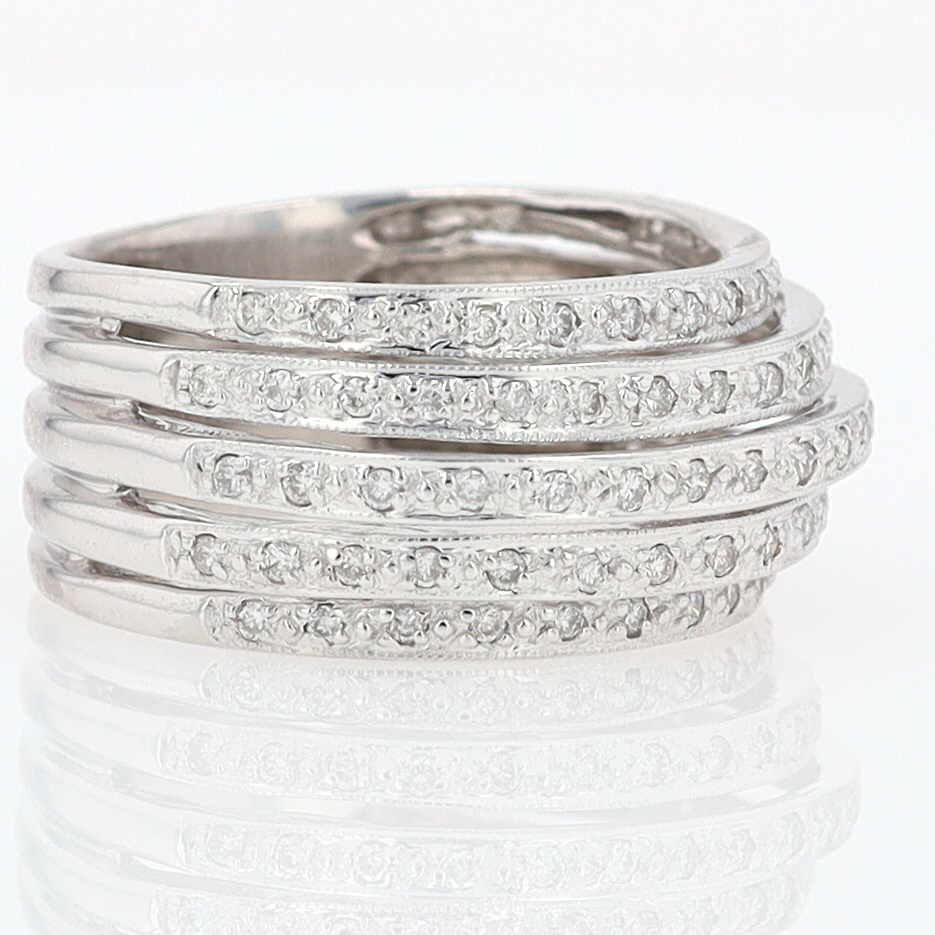 Wide 5 Row Diamond Cigar Band Anniversary Ring