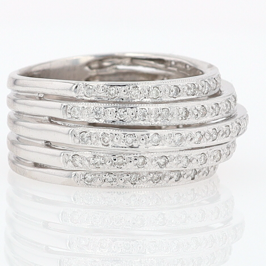 Wide 5 Row Diamond Cigar Band Anniversary Ring