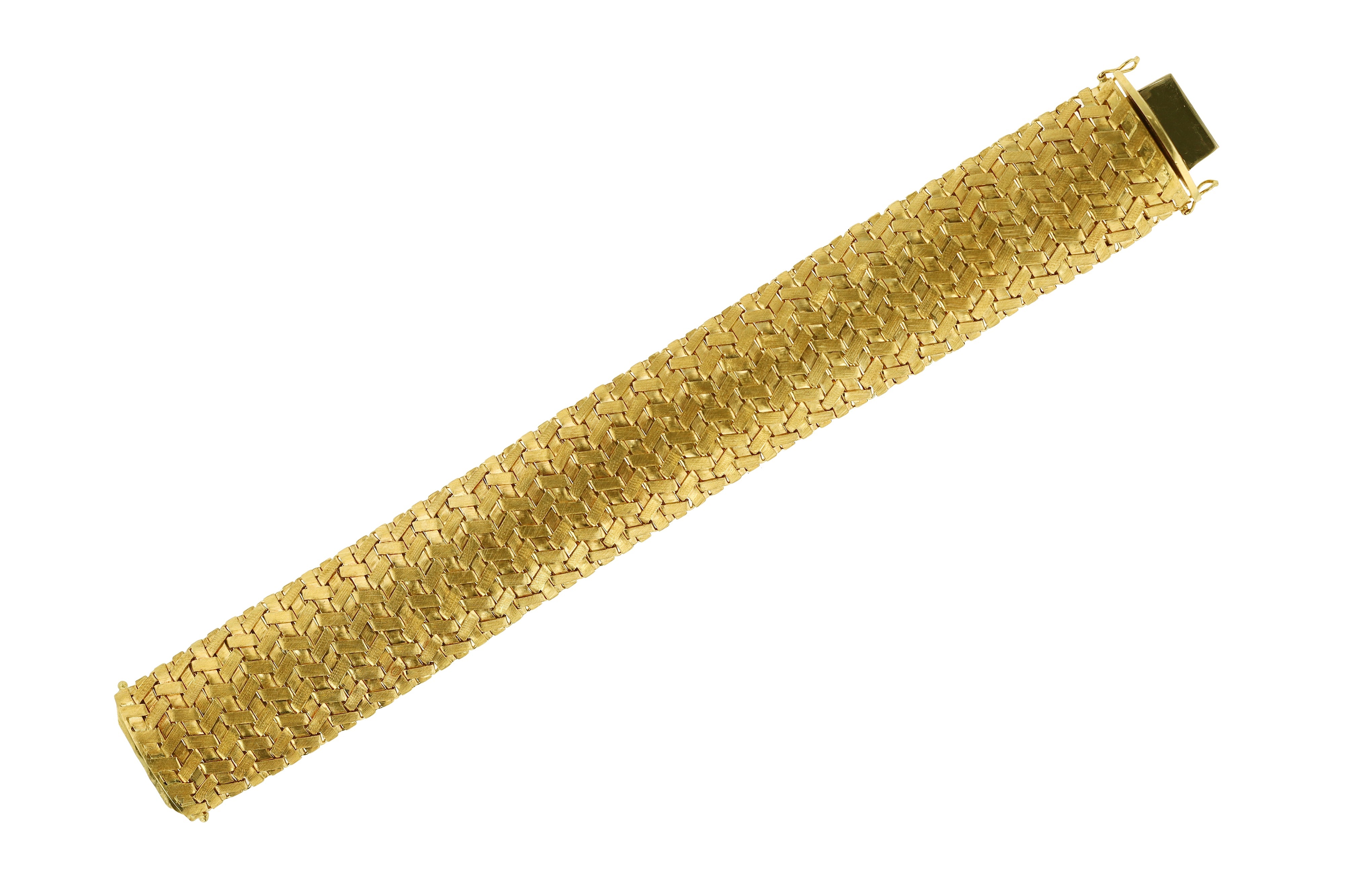 Wide Vintage Bombé Dome 18k Italian Gold Bracelet