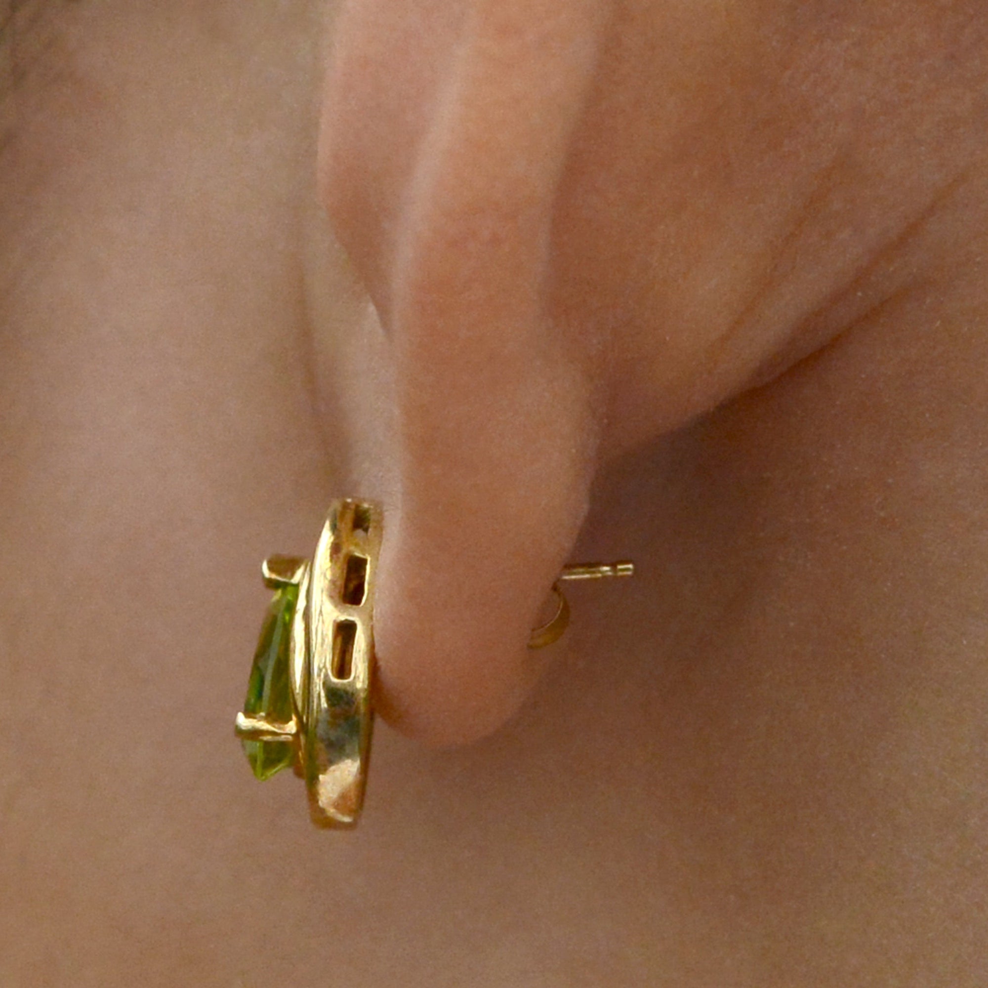 Yellow Gold Peridot and Diamond Stud Earrings