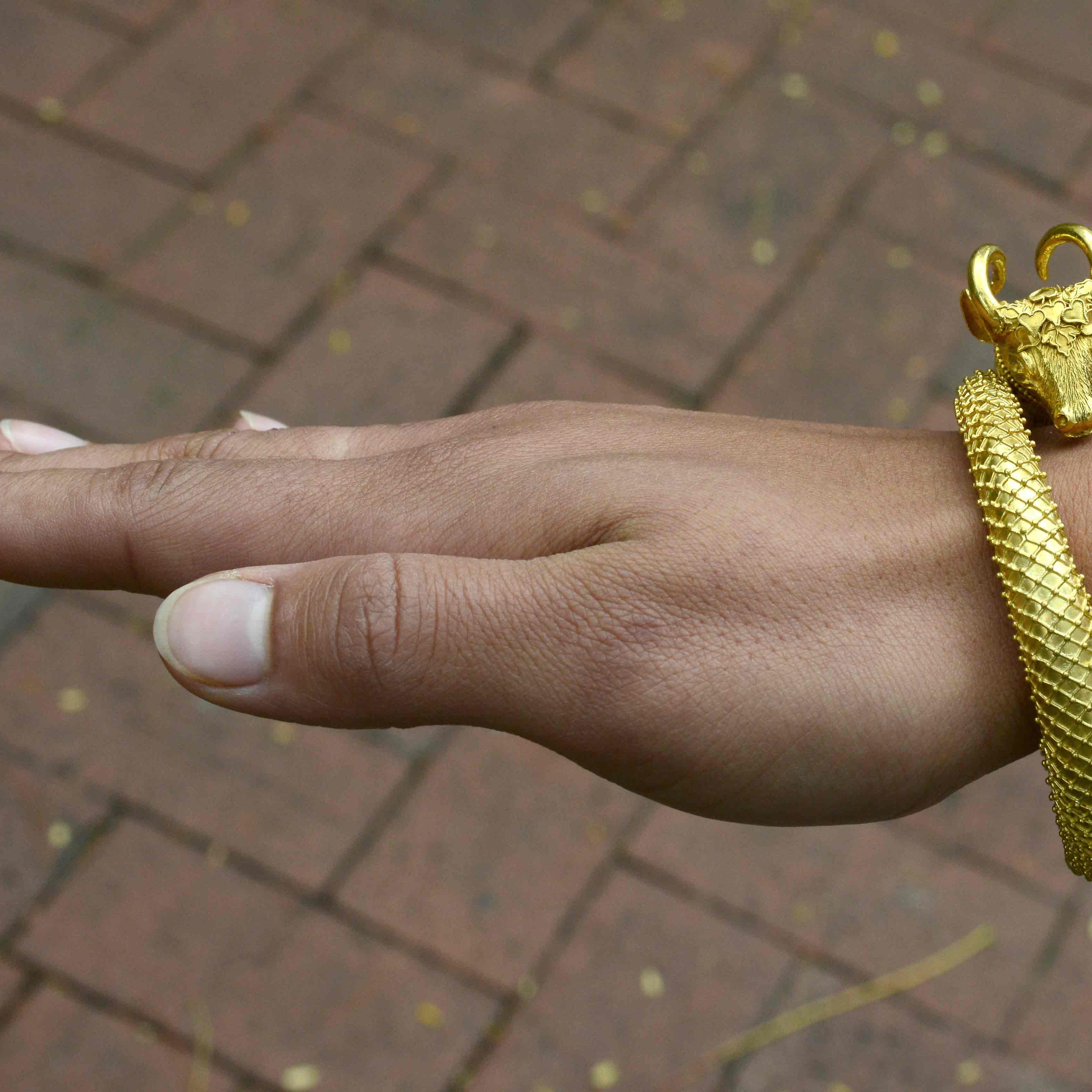 This ram's head bracelet has over 2 ounces of 22k yellow gold.