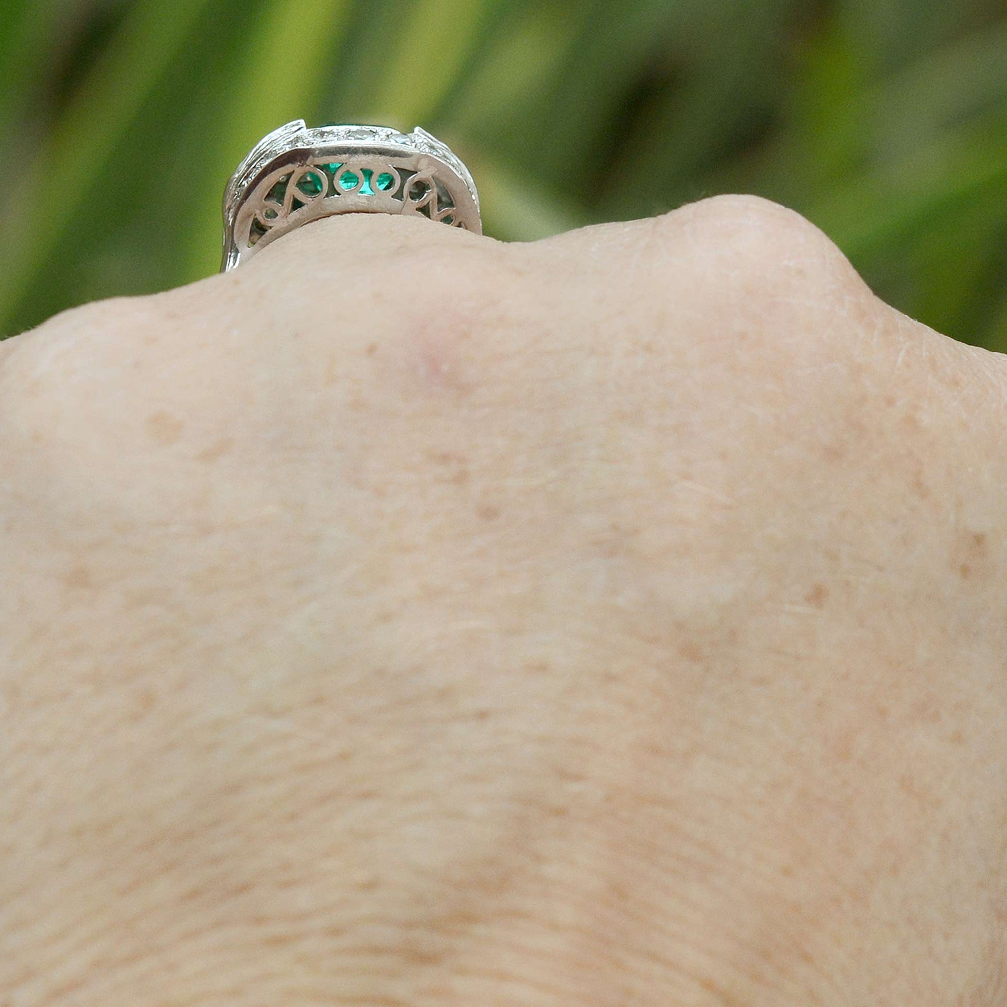 Art Deco emeralds and diamonds cocktail ring.