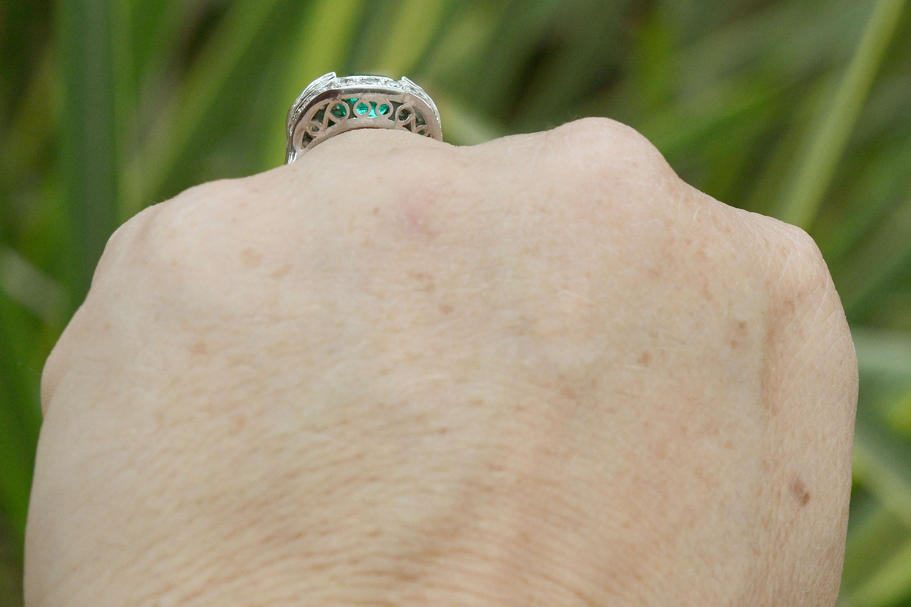 Art Deco emeralds and diamonds cocktail ring.