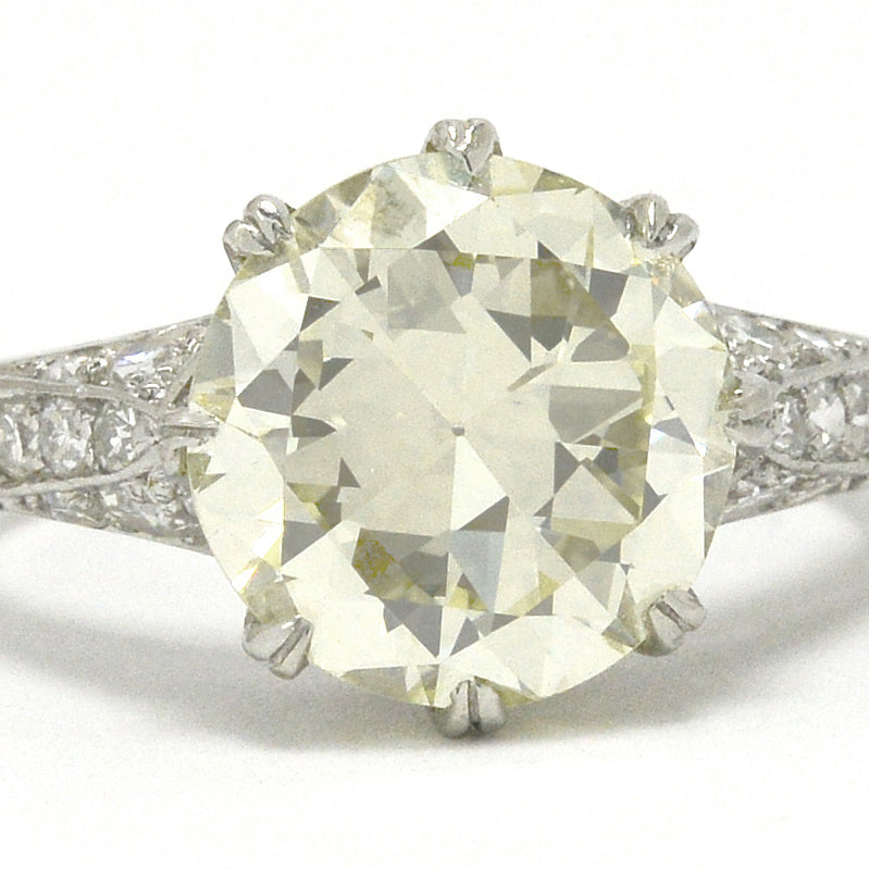 Edwardian 4 carat diamond solitaire engagement ring.