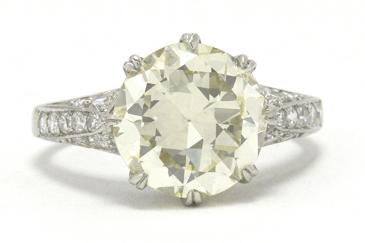 Edwardian 4 carat diamond solitaire engagement ring.