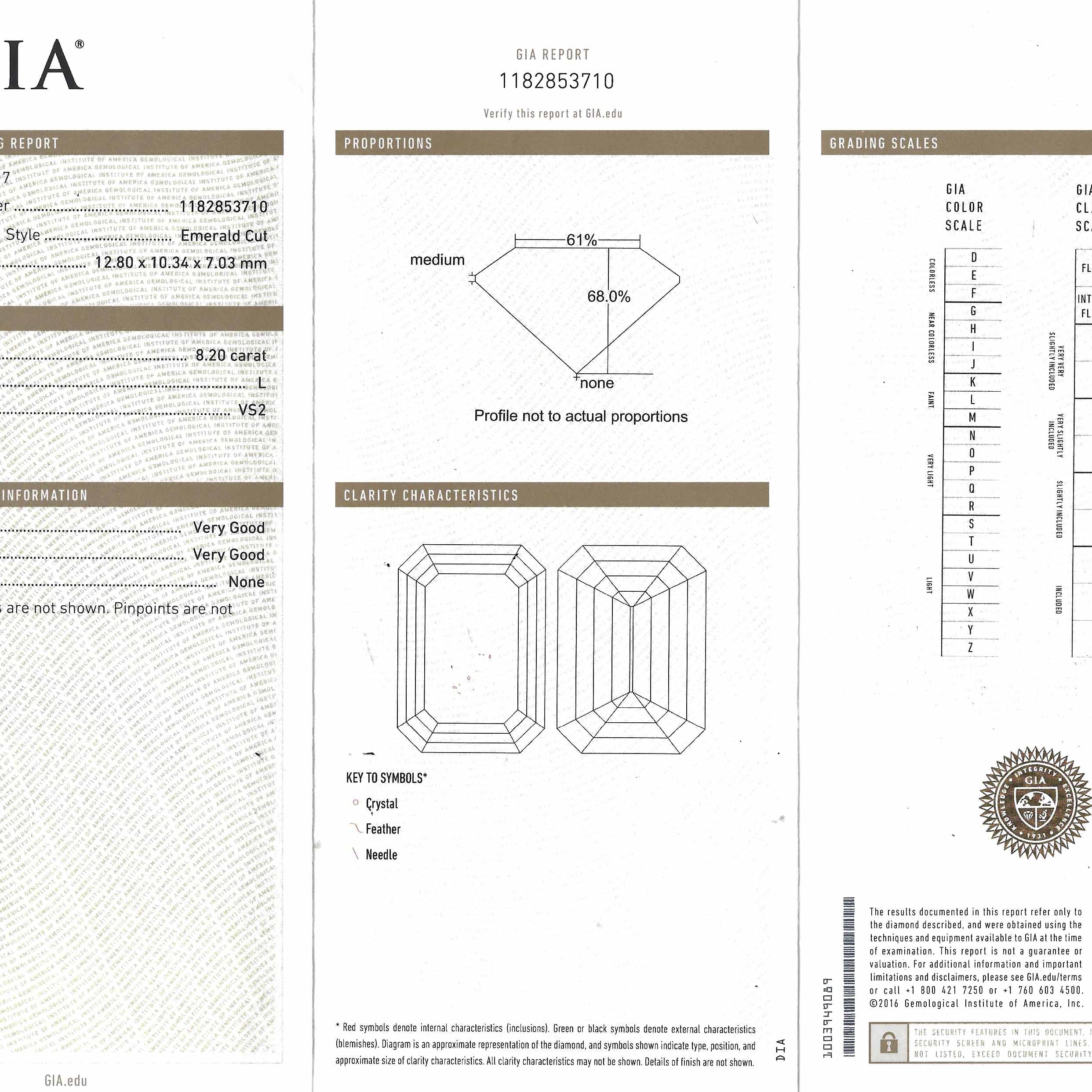 A GIA report is included with this 8 carat emerald cut diamond ring.