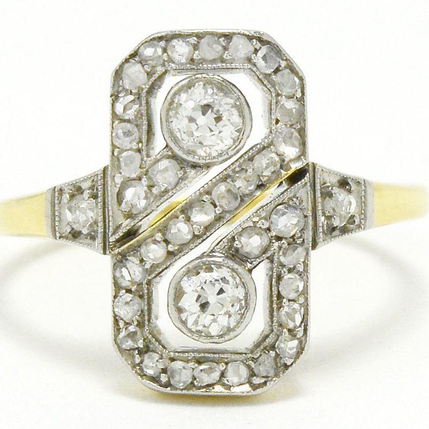 Figure 8 looking diamonds gold ring.