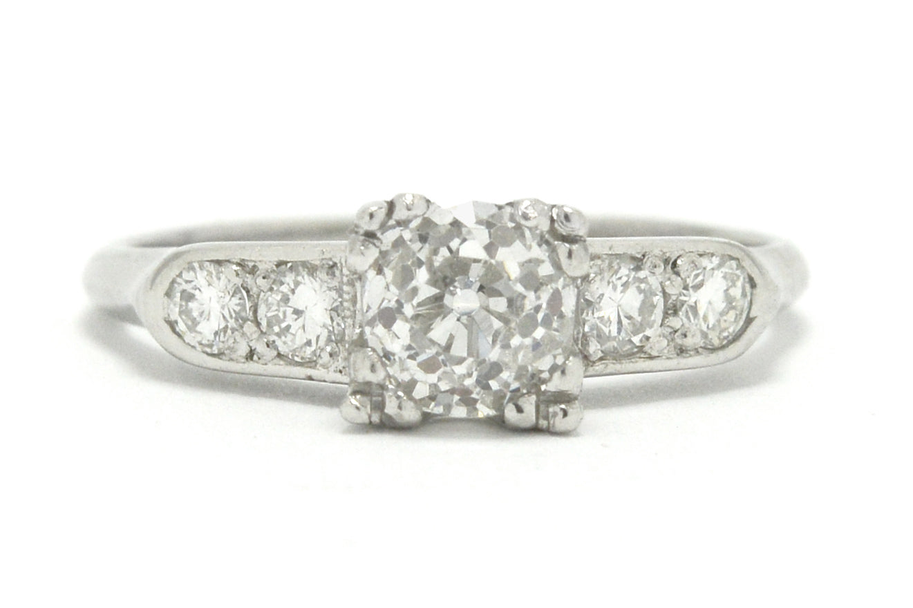 Five diamonds antique solitaire ring.