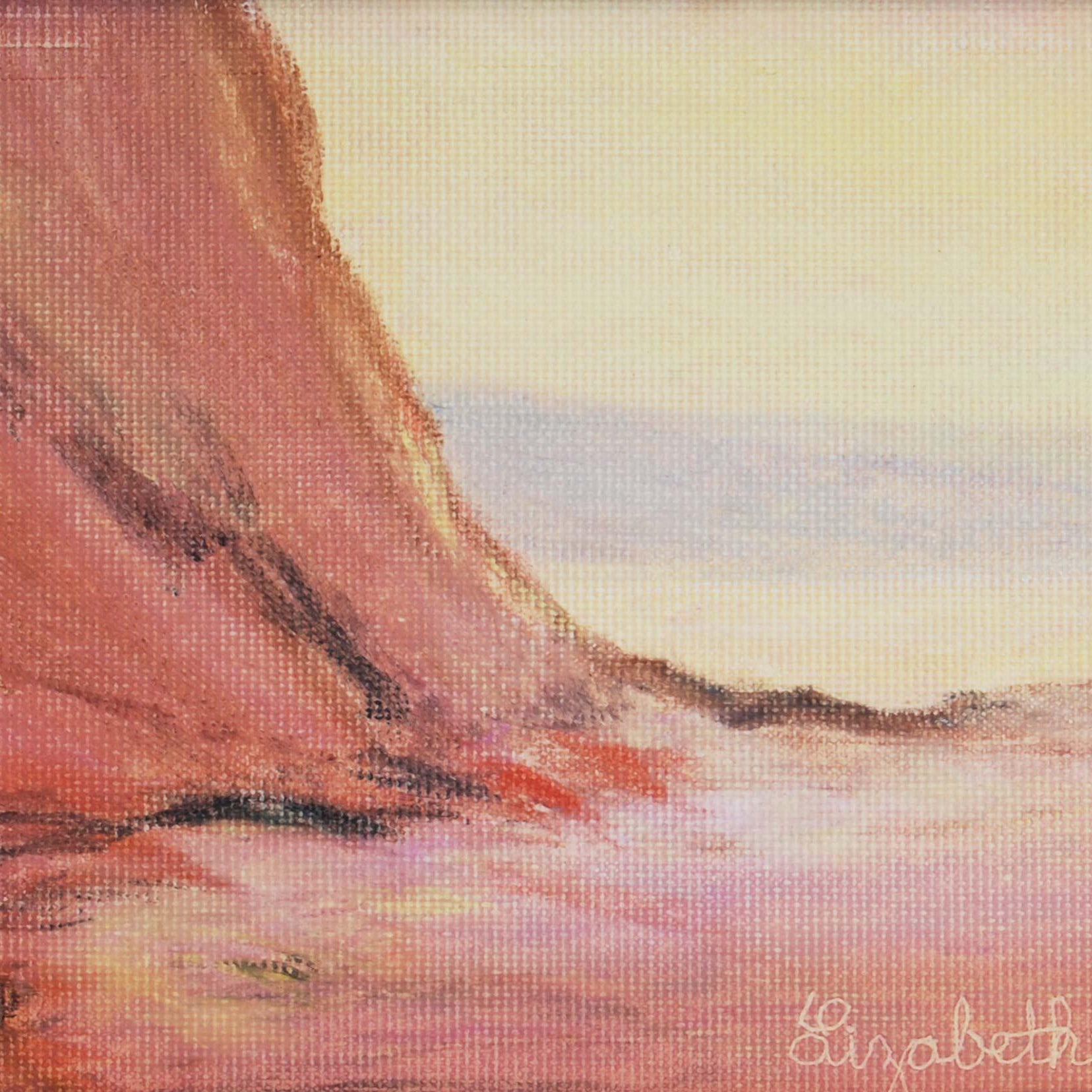 A pink rock oil painting.