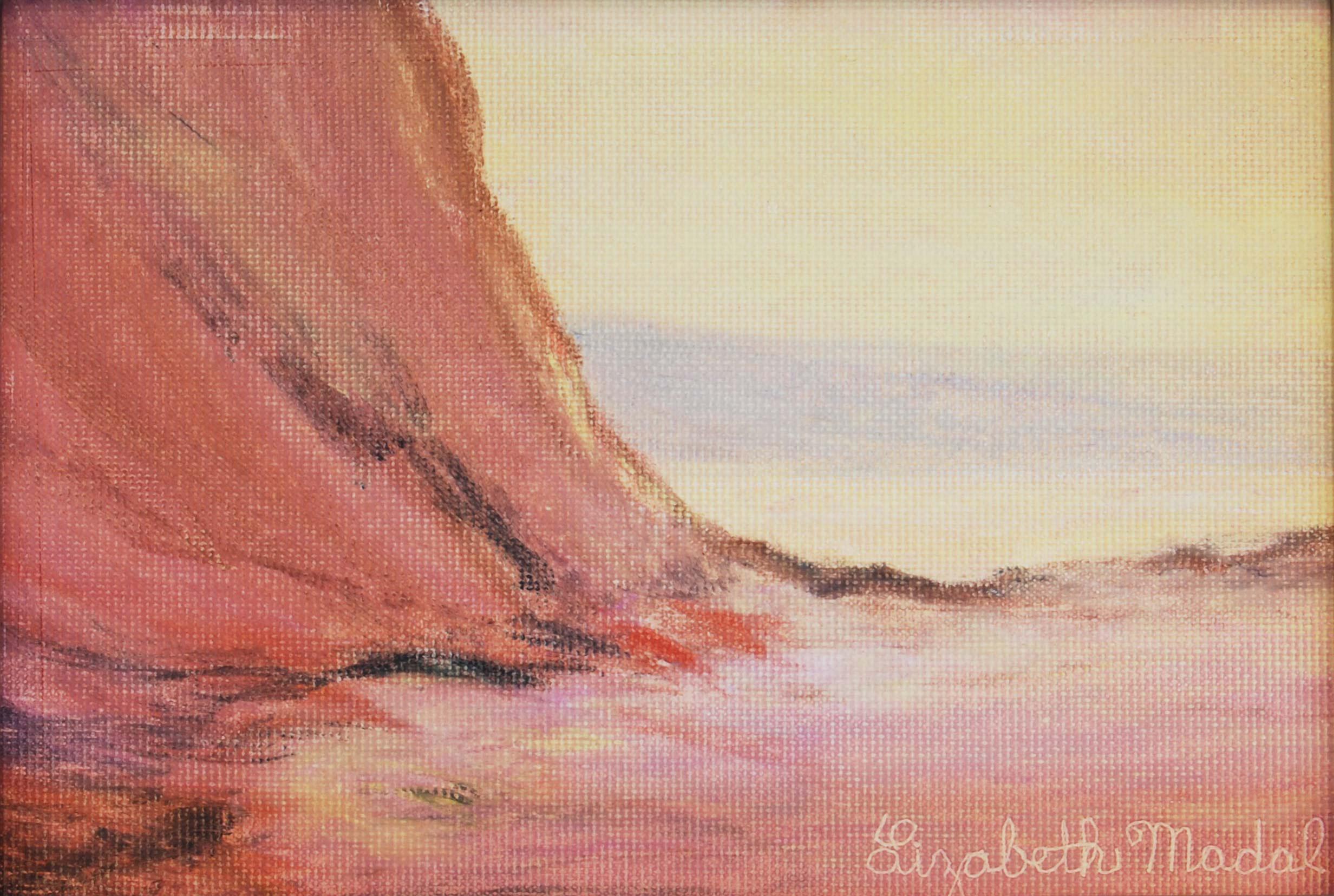 A pink rock oil painting.
