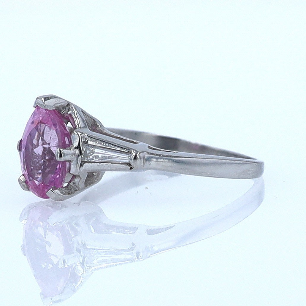 Platinum Pear Shape Pink Sapphire Diamond Engagement Ring