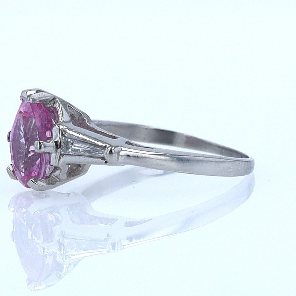 Platinum Pear Shape Pink Sapphire Diamond Engagement Ring