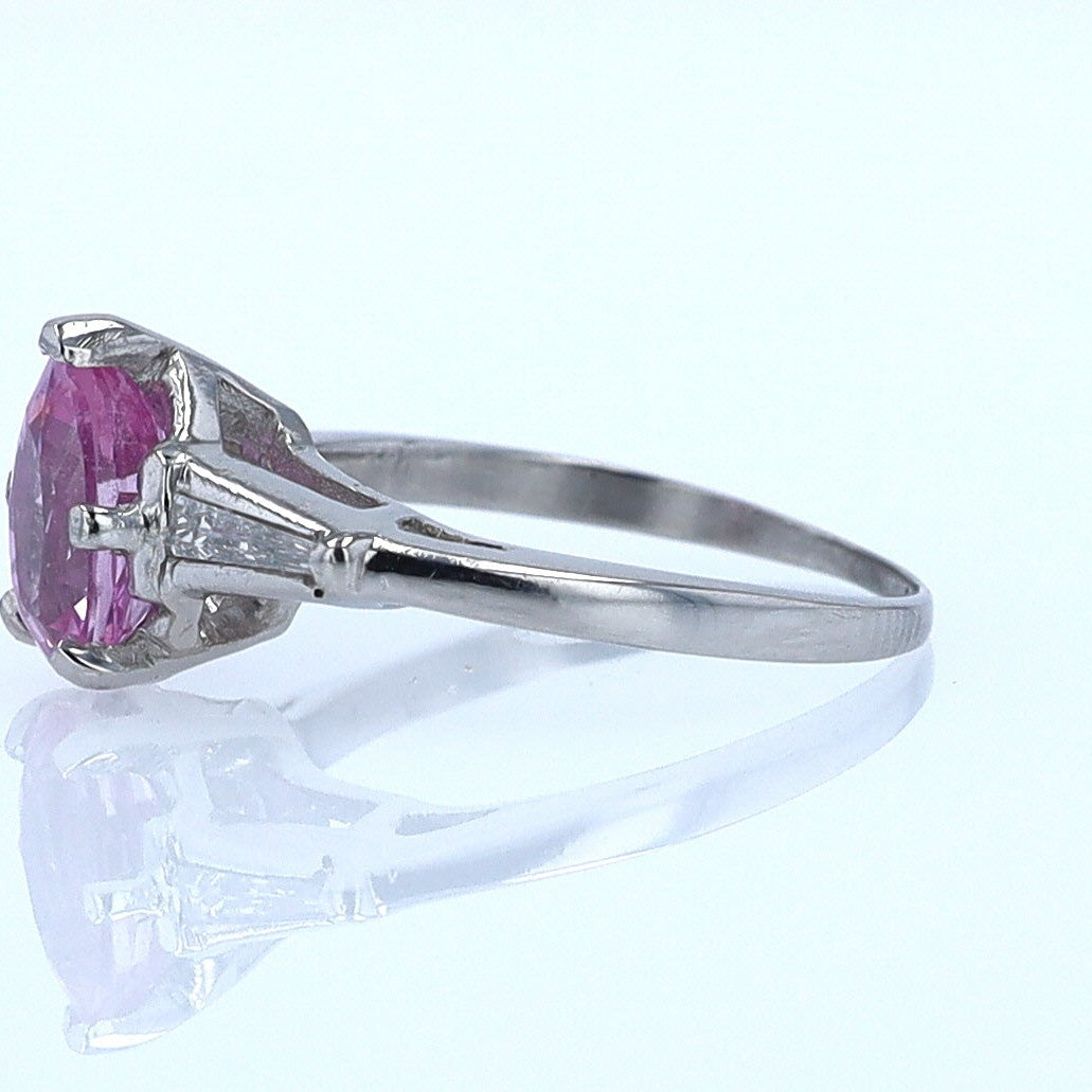Platinum Pear Shape Pink Sapphire Diamond Engagement Ring