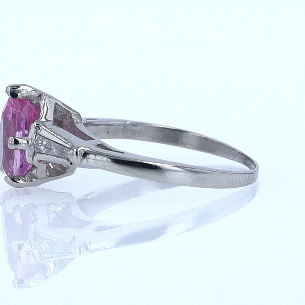 Platinum Pear Shape Pink Sapphire Diamond Engagement Ring