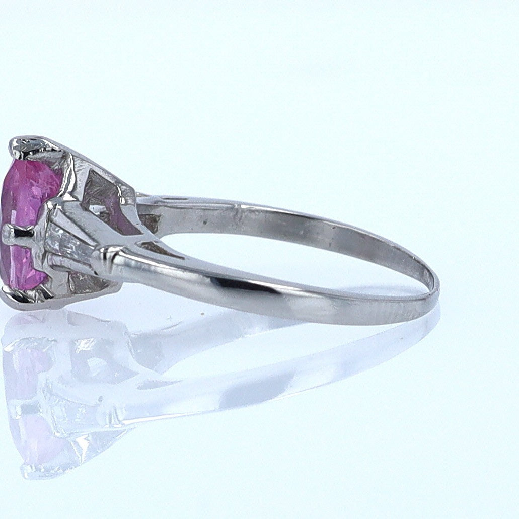 Platinum Pear Shape Pink Sapphire Diamond Engagement Ring