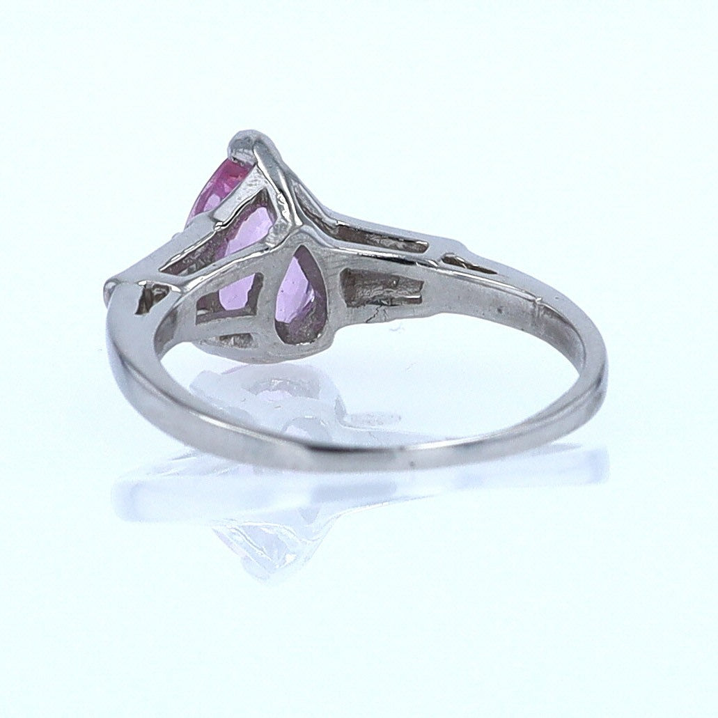 Platinum Pear Shape Pink Sapphire Diamond Engagement Ring