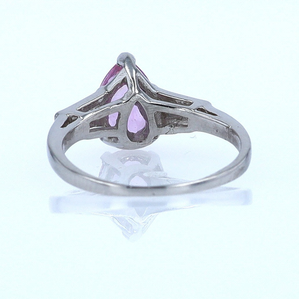 Platinum Pear Shape Pink Sapphire Diamond Engagement Ring