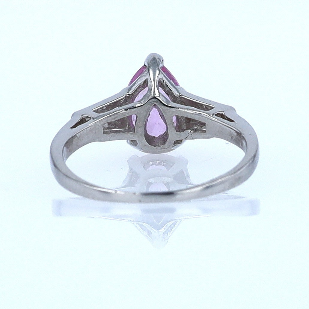 Platinum Pear Shape Pink Sapphire Diamond Engagement Ring