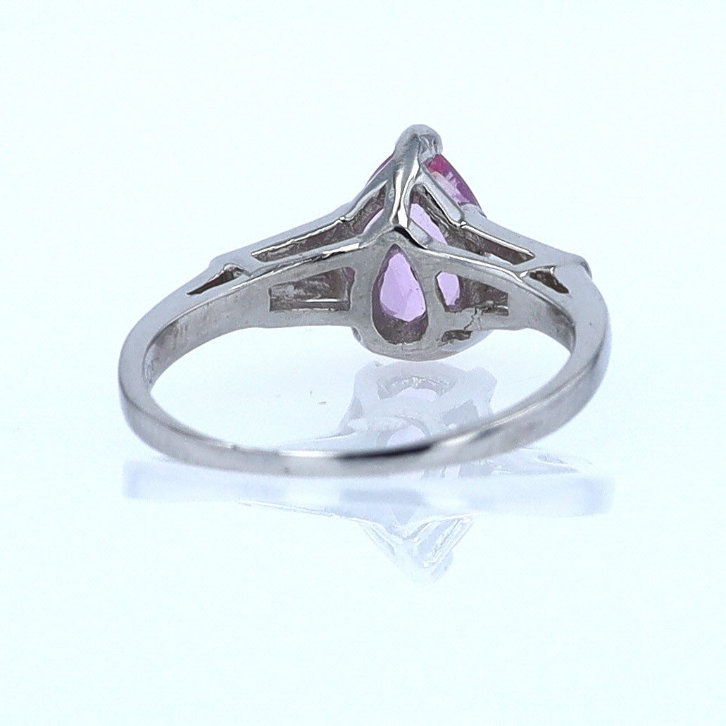 Platinum Pear Shape Pink Sapphire Diamond Engagement Ring