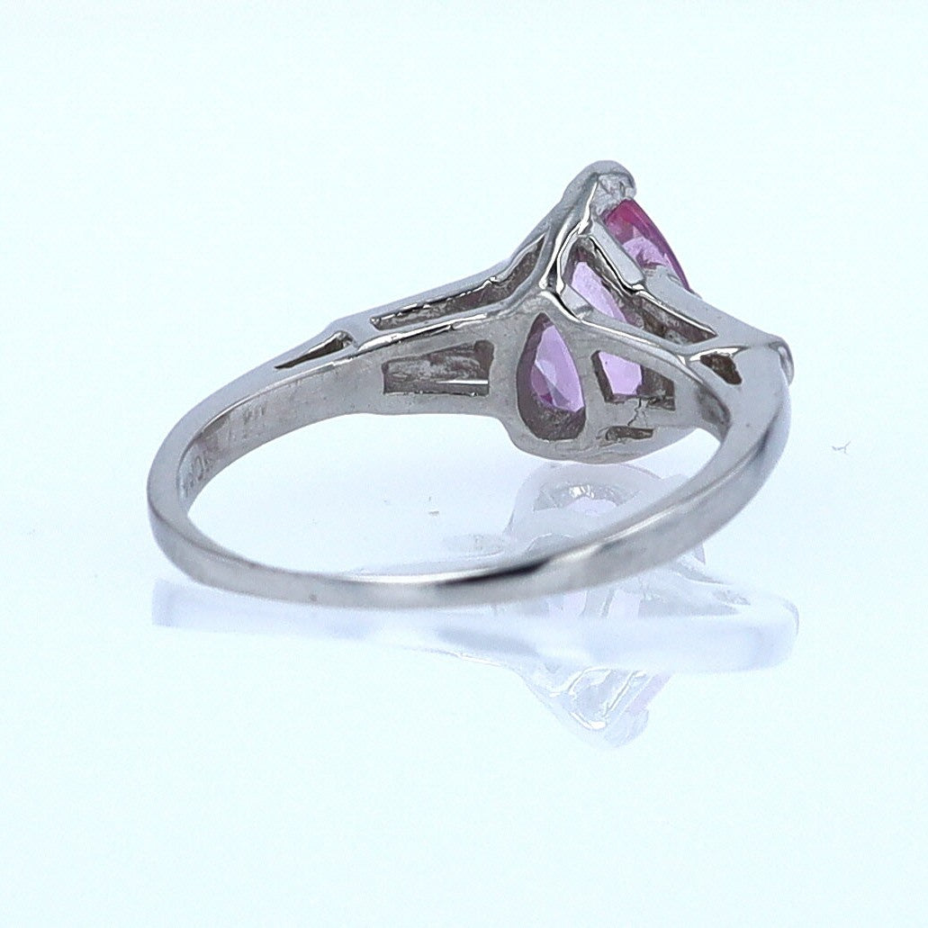 Platinum Pear Shape Pink Sapphire Diamond Engagement Ring