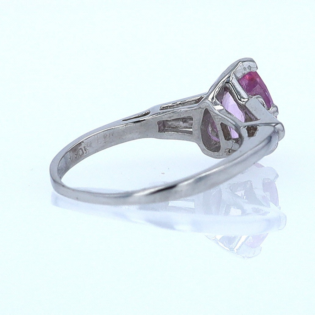 Platinum Pear Shape Pink Sapphire Diamond Engagement Ring
