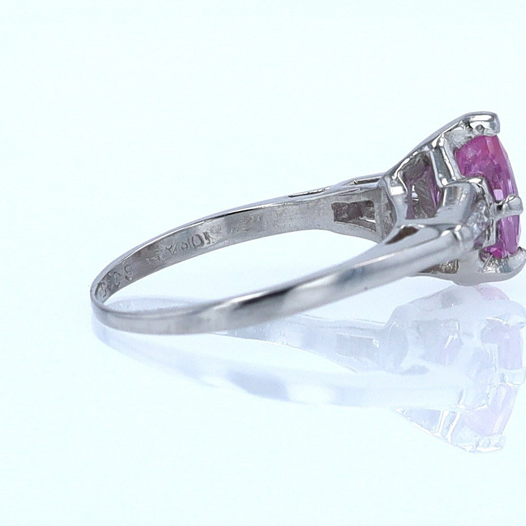 Platinum Pear Shape Pink Sapphire Diamond Engagement Ring