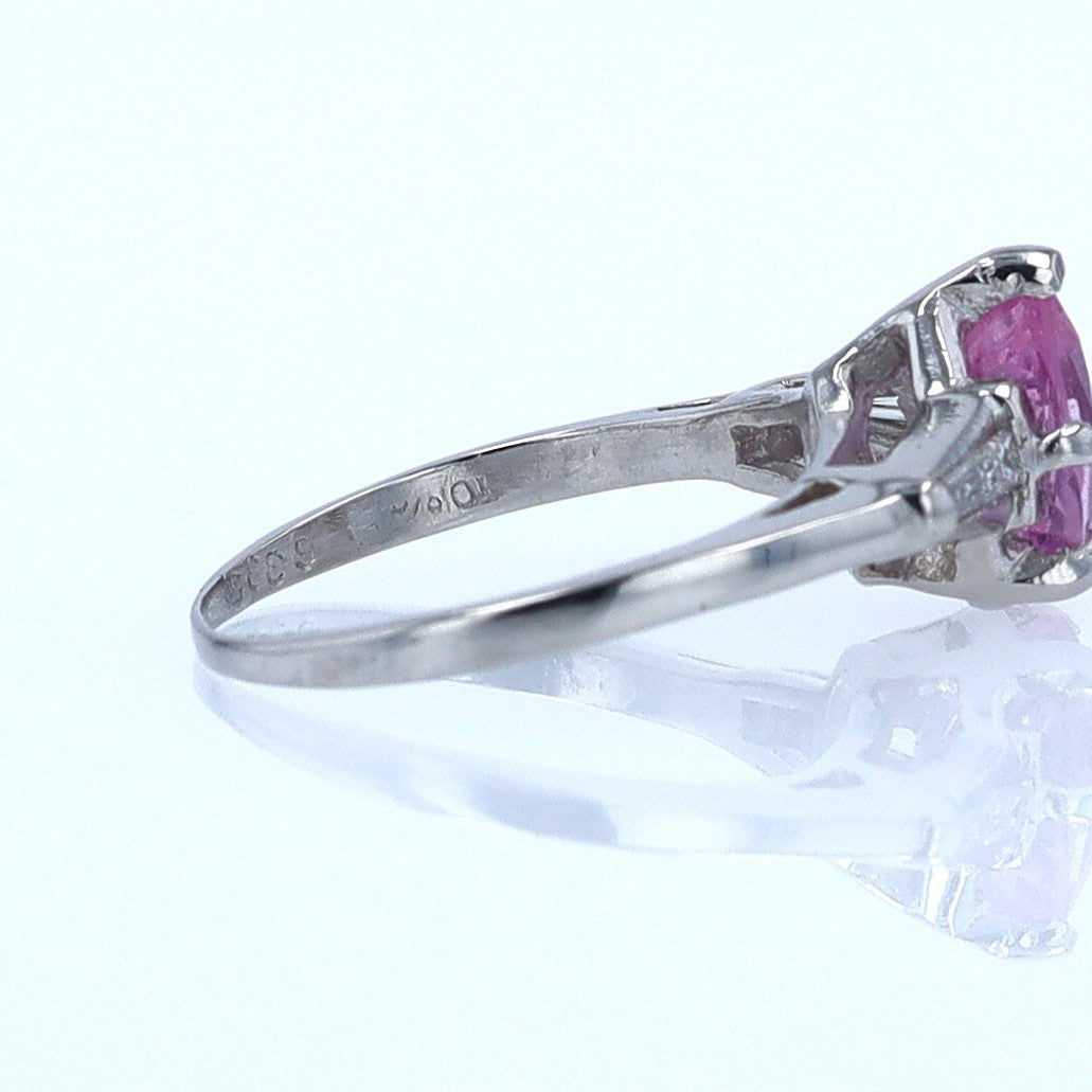 Platinum Pear Shape Pink Sapphire Diamond Engagement Ring