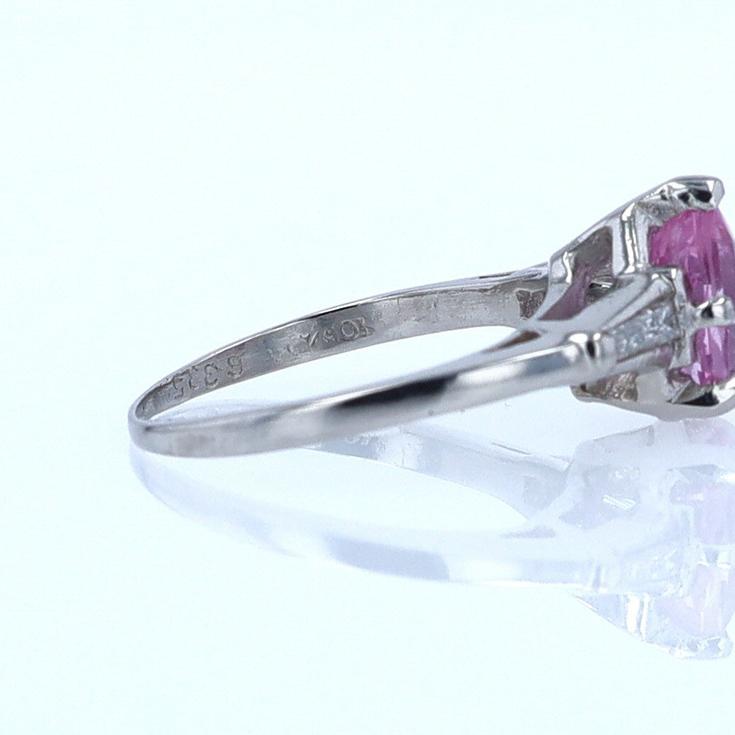 Platinum Pear Shape Pink Sapphire Diamond Engagement Ring