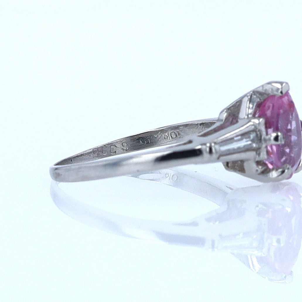 Platinum Pear Shape Pink Sapphire Diamond Engagement Ring